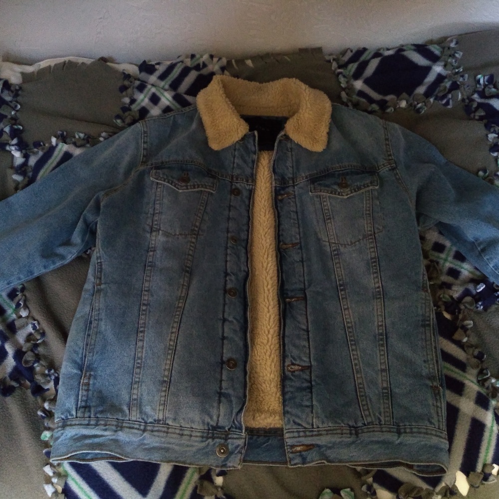 Zara Faux Shearling Denim Jacket